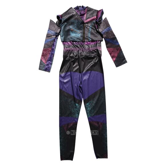 Disney Descendants 3 Mal Girls Costume Purple Jumpsuit Kids Size L 10/12 - Picture 6 of 8